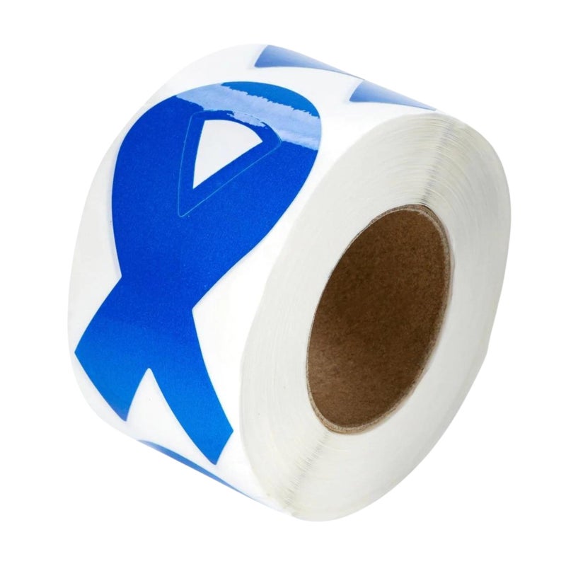 Fundraising For A Cause 250 Dark Blue Ribbon Shaped Stickers â€“ Dark Blue Awareness Stickers for Colon Cancer, Child Abuse, Rectal Cancer & Huntingtonâ€™s Disease Awareness - Image 1